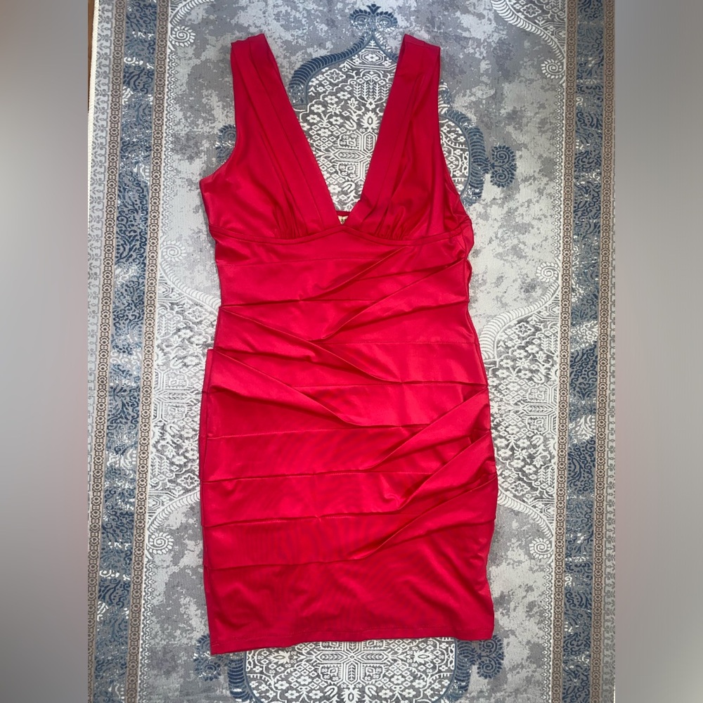 Niki Biki red cocktail dress.